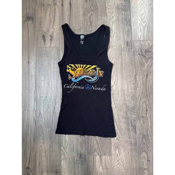Squeeze In Tops - Vintage Squeeze In California Nevada Graphic Tank Top Black Women's S